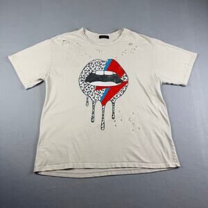 Zutter Distressed Bowie Lips Graphic Tee Made USA M
